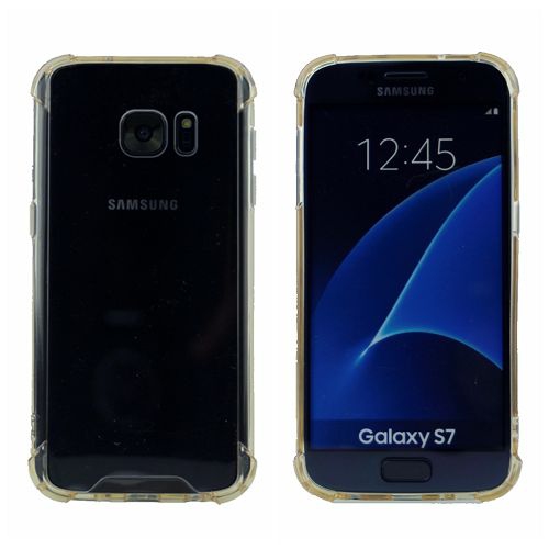 Clear Bumper Corners TPU+ Transparent Hard Cover for Samsung S7, Gold