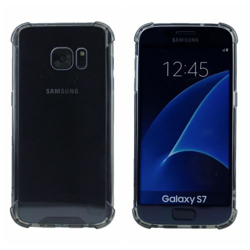 Clear Bumper Corners TPU+ Transparent Hard Cover for Samsung S7, Smoke