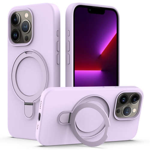 TopSave – Support à anneau magnétique mince en silicone liquide, étui protecteur antichoc pour iPhone 16 Pro de 6,3 po, violet pâle