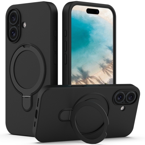 TopSave – Support à anneau magnétique mince en silicone liquide, étui protecteur antichoc pour iPhone de 16 6,1 po, noir