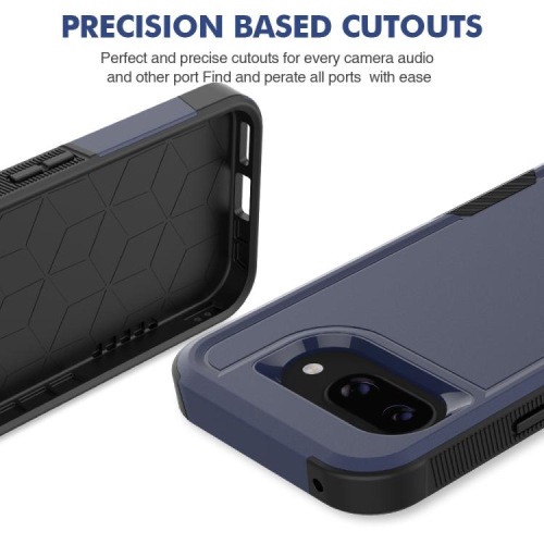 TopSave New Style Matt Polish PC+TPU 2 in 1 Slim Lightweight Shockproof, Rugged, Protective Armor Case For Google Pixel 9a 6.3" 5G, Navy Blue