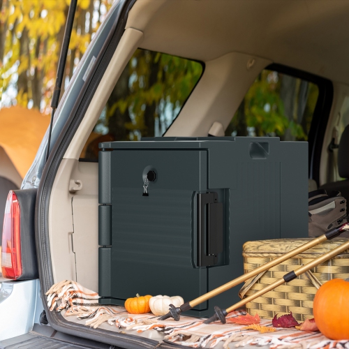 Gymax 3 Pack End Loading Insulated Food Pan Carrier Hot & Cold 6 Pan Capacity w/Handle