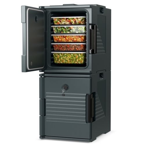 Gymax 2 Pack End Loading Insulated Food Pan Carrier Hot & Cold 6 Pan Capacity w/Handle