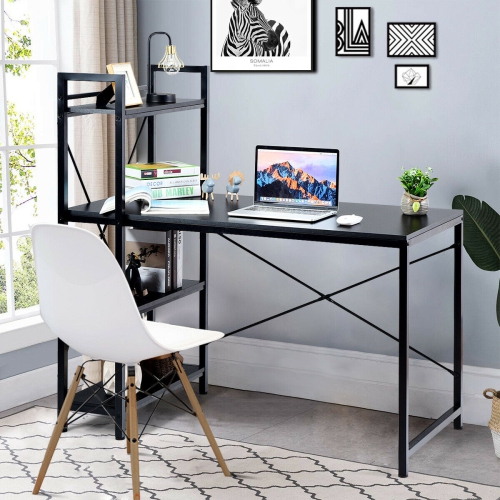 Gymax 47.5'' Computer Desk Writing Desk Study Table Workstation With 4-Tier Shelves