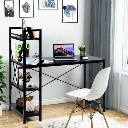 Gymax 47.5'' Computer Desk Writing Desk Study Table Workstation With 4-Tier Shelves