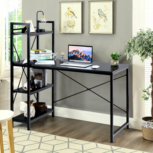 Gymax 47.5'' Computer Desk Writing Desk Study Table Workstation With 4-Tier Shelves