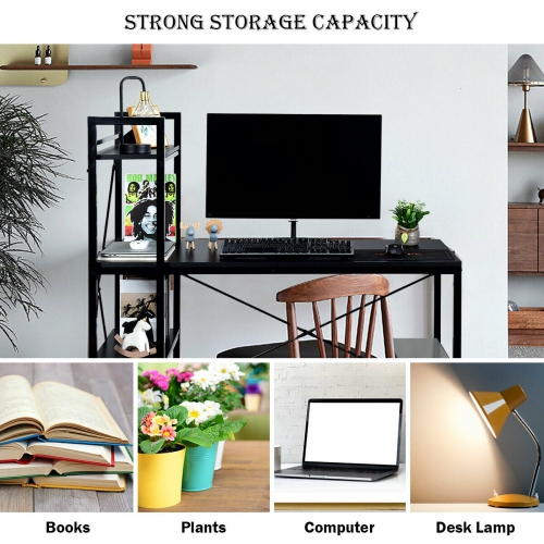 Gymax 47.5'' Computer Desk Writing Desk Study Table Workstation With 4-Tier Shelves