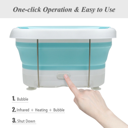 Gymax Foldable Foot Spa Bath Motorized Massager w/ Bubble Heat Red Light Stress Relief