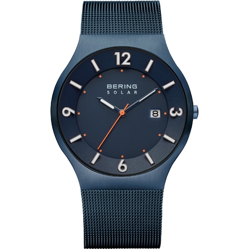 Montre solaire en acier inoxydable pour homme en bleu/bleu