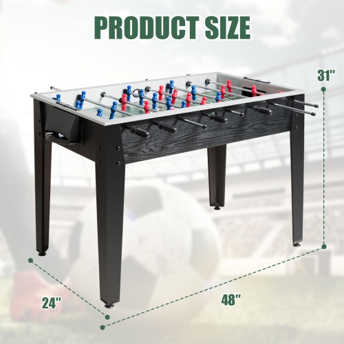 Gymax 48'' Competition Sized Wooden Soccer Football Table Adults & Kids Home Recreation