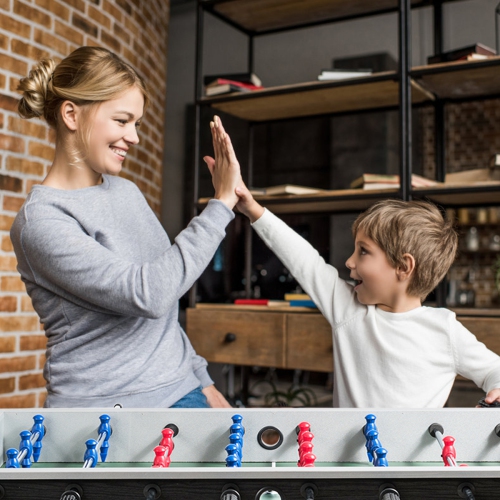 Gymax 48'' Competition Sized Wooden Soccer Football Table Adults & Kids Home Recreation