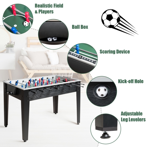 Gymax 48'' Competition Sized Wooden Soccer Football Table Adults & Kids Home Recreation