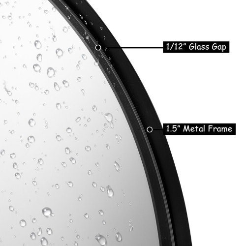 Gymax 27.5'' Modern Metal Wall-Mounted Round Mirror for Bathroom Entryway Black