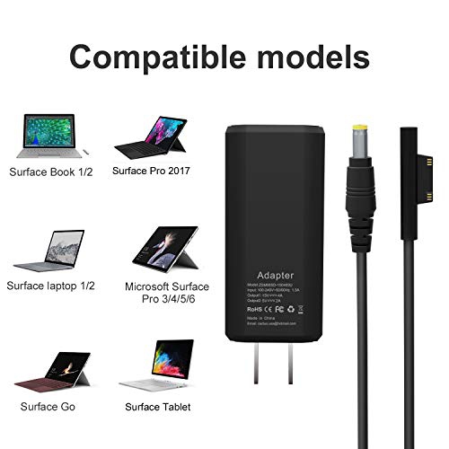 BND Microsoft Surface Pro Charger, 65W Portable Charger for Microsoft Surface Pro 3 4 5 2017 Tablet/Surface