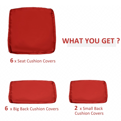 Outsunny 14Pcs Outdoor Cushion Covers, Patio Cushion Covers Replacement for Rattan Sofa Set - No Cushion Included, Red