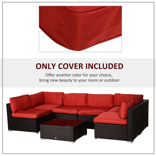 Outsunny 14Pcs Outdoor Cushion Covers, Patio Cushion Covers Replacement for Rattan Sofa Set - No Cushion Included, Red