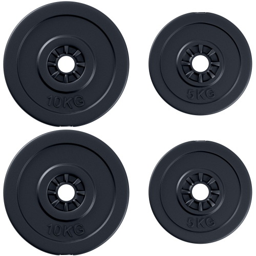 Soozier 4 Piece Dumbbell Barbell Disc Weight Plate Set, 2 x 11lbs and 2 x 22lbs - Black