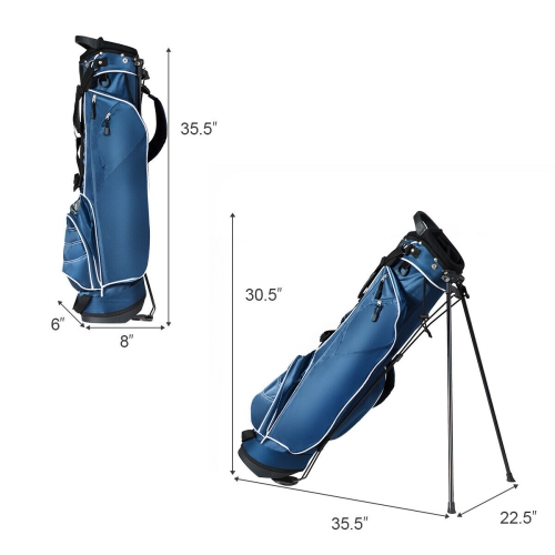 Gymax Blue Golf Stand Cart Bag Club with Carry Organizer Pockets Blue