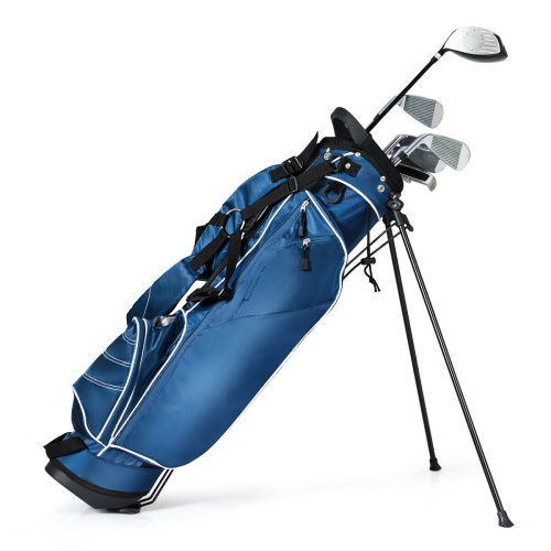 Gymax Blue Golf Stand Cart Bag Club with Carry Organizer Pockets Blue