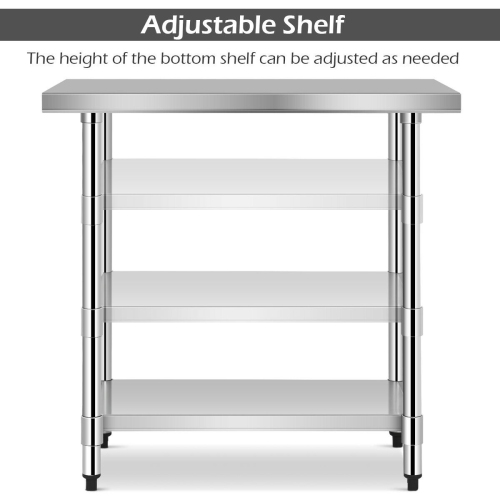 Gymax 24'' x 36'' Stainless Steel Commercial Kitchen NSF Prep & Work Table w/ 4 Wheels