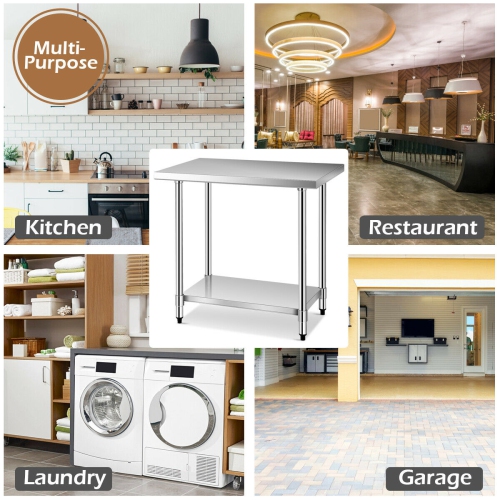 Gymax 24'' x 36'' Stainless Steel Commercial Kitchen NSF Prep & Work Table w/ 4 Wheels