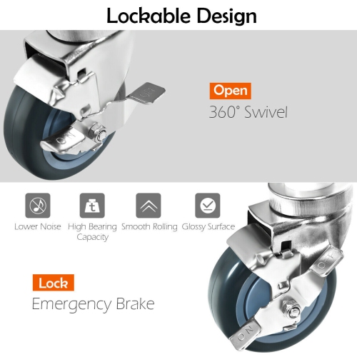 Gymax 24'' x 36'' Stainless Steel Commercial Kitchen NSF Prep & Work Table w/ 4 Wheels