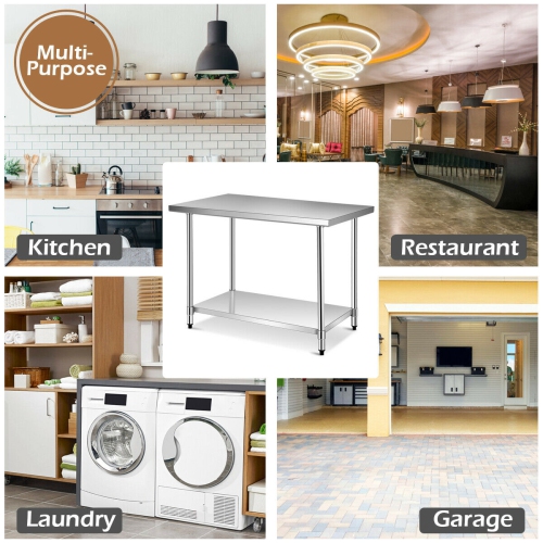 Gymax 30'' x 48'' Stainless Steel Food Prep & Work Table Commercial Kitchen Table Silver