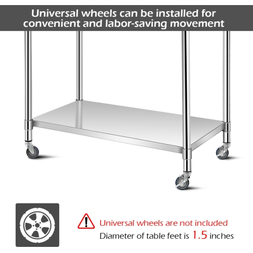 Gymax 30'' x 48'' Stainless Steel Food Prep & Work Table Commercial Kitchen Table Silver