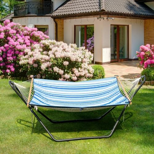 Gymax Hammock Stand Heavy Duty Steel Frame Hanging Hooks Indoor Outdoor