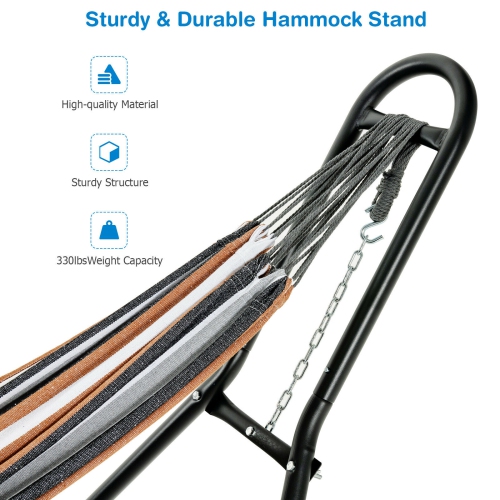 Gymax Hammock Stand Heavy Duty Steel Frame Hanging Hooks Indoor Outdoor