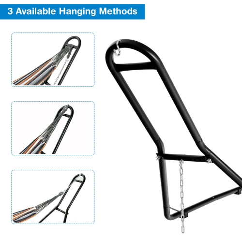 Gymax Hammock Stand Heavy Duty Steel Frame Hanging Hooks Indoor Outdoor