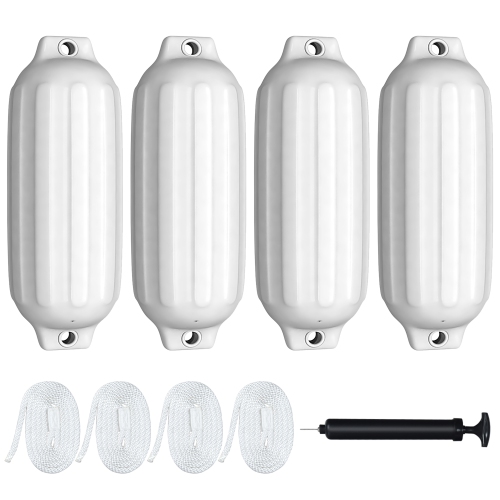 Gymax 23'' Boat Fenders Hand Inflatable Marine Bumper Shield Protection Pack of 4 White