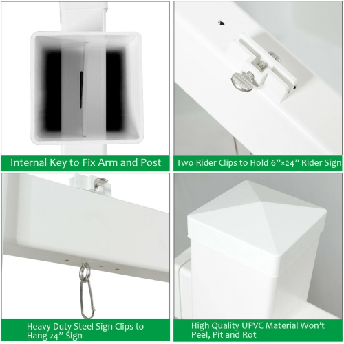 Gymax 6' UPVC Real Estate Sign Post Open House Yard Home for Sale White W/Stake