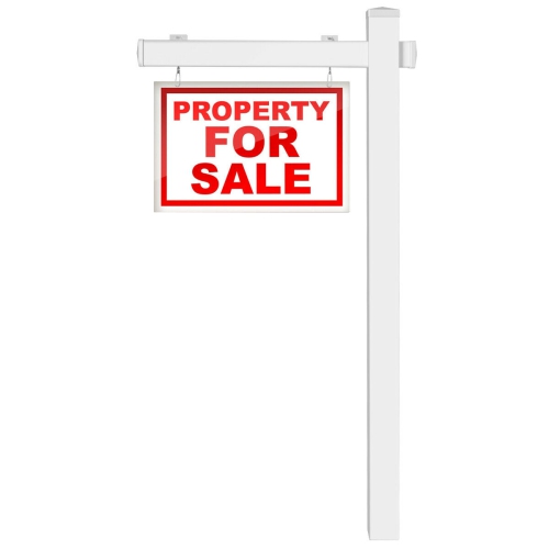 Gymax 6' UPVC Real Estate Sign Post Open House Yard Home for Sale White W/Stake