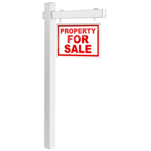 Gymax 6' UPVC Real Estate Sign Post Open House Yard Home for Sale White W/Stake
