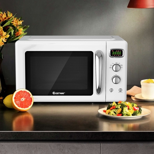 Costway 0.9Cu.ft. Retro Countertop Compact Microwave Oven 900W 8 Cooking Settings