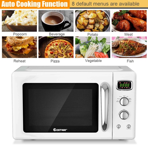 Costway 0.9Cu.ft. Retro Countertop Compact Microwave Oven 900W 8 Cooking Settings