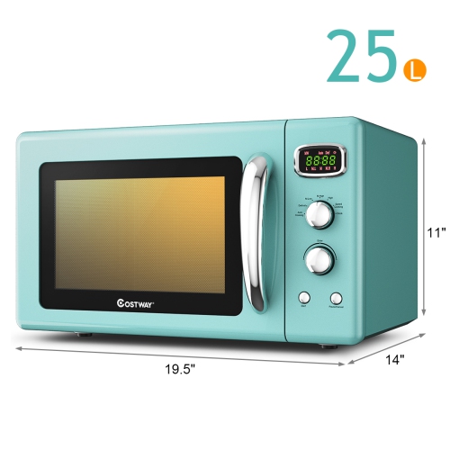 Costway 0.9Cu.ft. Retro Countertop Compact Microwave Oven 900W 8 Cooking Settings