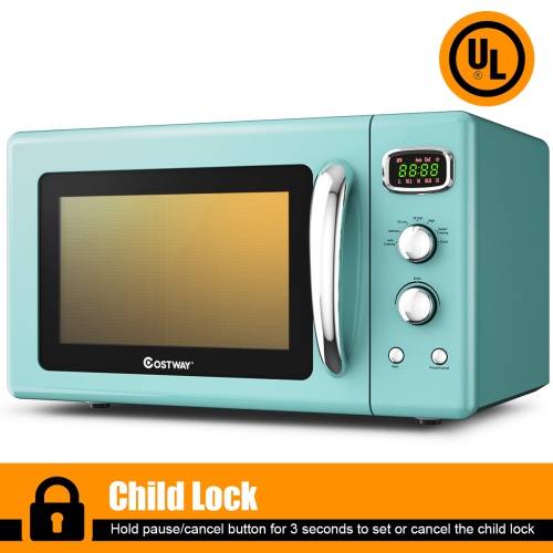 Costway 0.9Cu.ft. Retro Countertop Compact Microwave Oven 900W 8 Cooking Settings