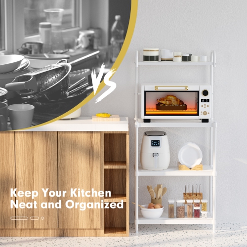 Costway 4-Tier Baker's Rack Microwave Oven Rack Shelves Kitchen Storage Organizer White