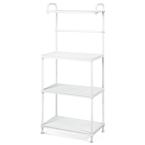 Costway 4-Tier Baker's Rack Microwave Oven Rack Shelves Kitchen Storage Organizer White