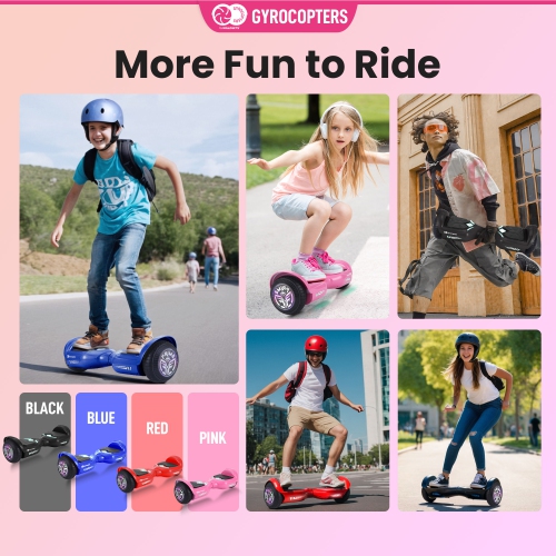 Gyrocopters Prime All-Terrain Hoverboard | Speed up to 15km/h | 300W Powerful Motor | 6.5” LED wheels | 165 lbs weight capacity | UL2272 certified |