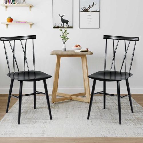 Costway Set of 2 Dining Side Chairs Chairs Armless Cross Back Kitchen Bistro Caf