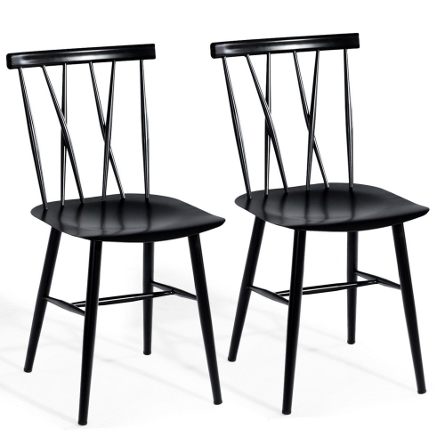 Costway Set of 2 Dining Side Chairs Chairs Armless Cross Back Kitchen Bistro Caf