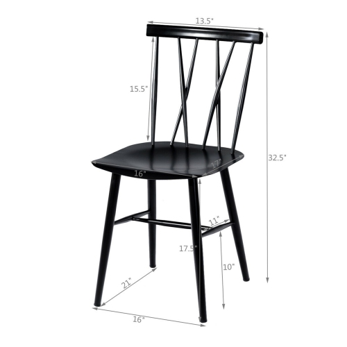 Costway Set of 2 Dining Side Chairs Chairs Armless Cross Back Kitchen Bistro Caf