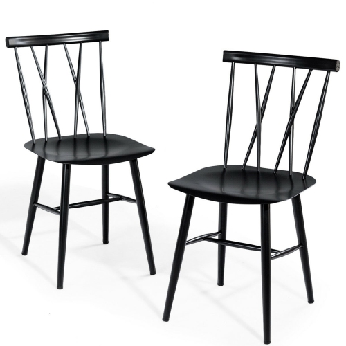Costway Set of 2 Dining Side Chairs Chairs Armless Cross Back Kitchen Bistro Caf