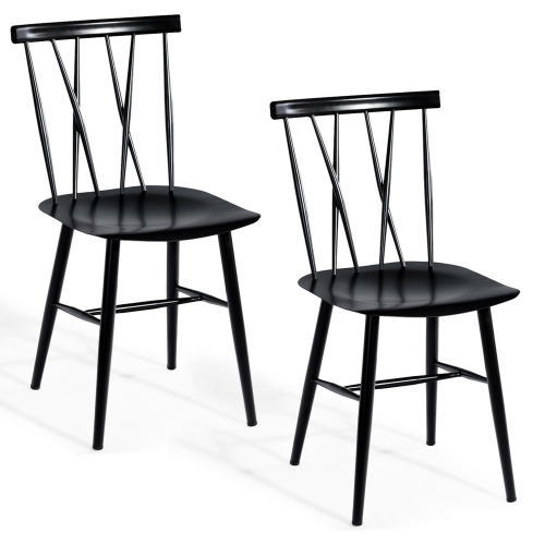 Costway Set of 2 Dining Side Chairs Chairs Armless Cross Back Kitchen Bistro Caf