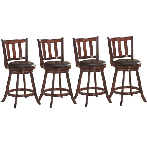 Costway Set of 4 25'' Swivel Bar stool Leather Padded Dining Kitchen Pub Bistro Chair