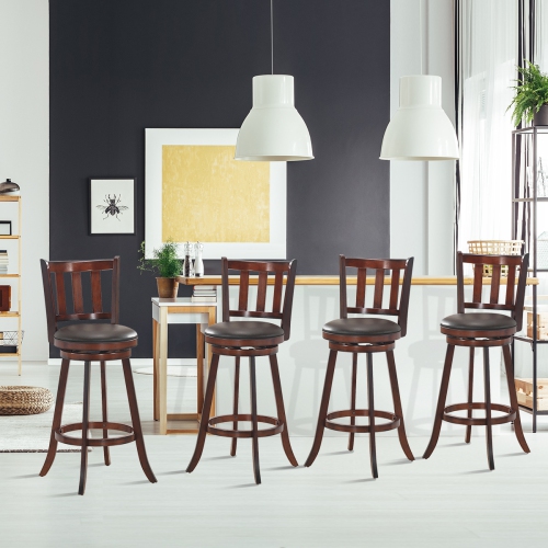 Costway Set of 4 31'' Swivel Bar stool Leather Padded Dining Kitchen Pub Bistro Chair