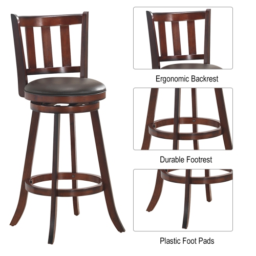 Costway Set of 4 31'' Swivel Bar stool Leather Padded Dining Kitchen Pub Bistro Chair